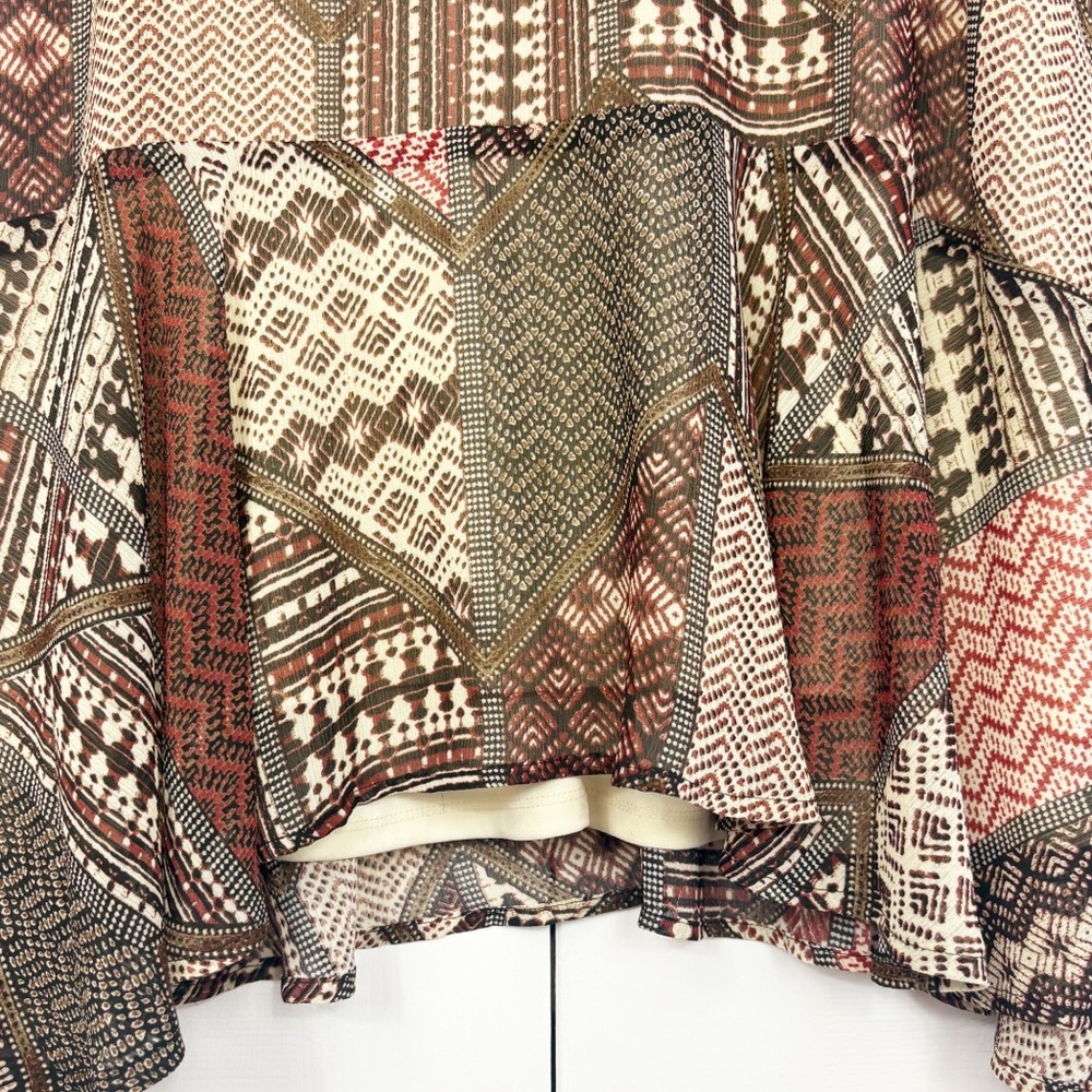 Catherines Brown Multi Patchwork Print Boho Handk… - image 8